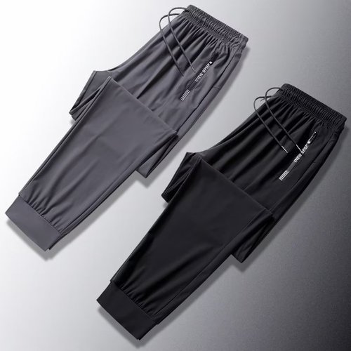 Men's Summer Thin Ice Silk Pants Loose Men's Casual Pants Breathable Ankle Pants Quick-Drying Air Conditioning Sports Pants