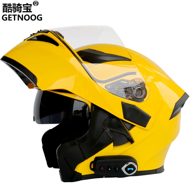 Kubibao motocicleta Bluetooth casco doble lente casco de la exposición casco de la motocicleta con FM micrófono oculto