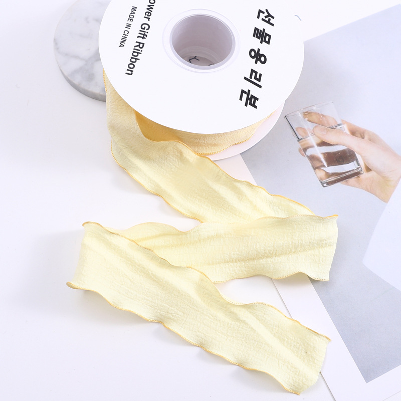 Nueva ola cinta plisada espina de pescado cinturón de hilo de oreja flor tienda de flores embalaje cinta pastel hornear cinturón de tela floral