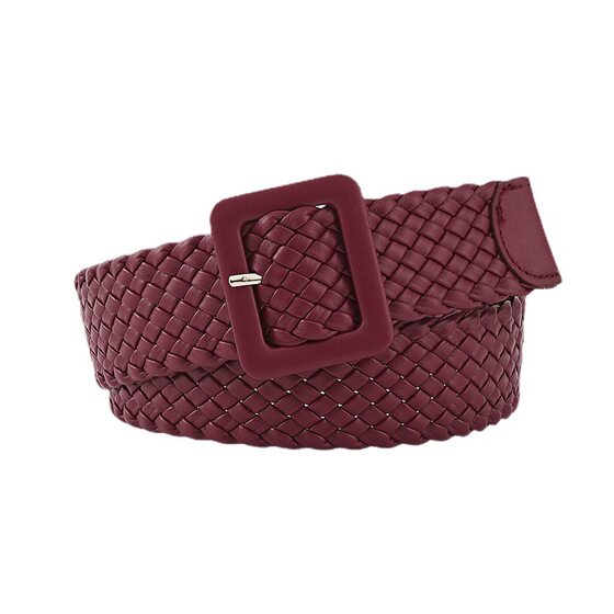 Korean style new fashion candy color buckle belt sweet decorative square buckle solid color woven women's wide belt wholesale