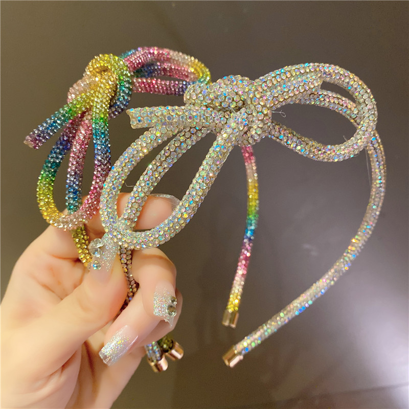 90g Weight Hair Band Hair Accessories Type 1 Piece Quantity Carnival, Street Occasion Hot Drill Material Bow Knot Pattern Women's Gender Diamond Design Fairy Style Style Fairy Style Women's Bow Knot Hot Drill Diamond Hair Band 3