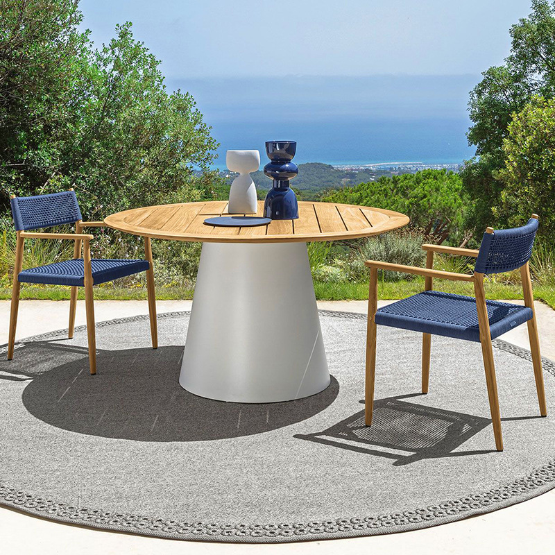 Mesa y sillas de teca al aire libre Jardín al aire libre Hotel Casual Mobiliario Combo Villa Patio Terraza Mesa y sillas de caña simple