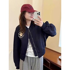 美式复古字母刺绣棒球服女2025早春新款小个子设计感休闲外套上衣