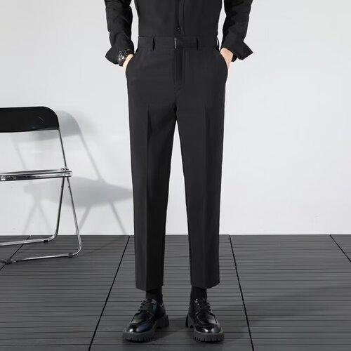 Chandelier nine-point small western pants, light mature style, spring and autumn straight leg casual suit pants, trendy Insta Korean men's pants