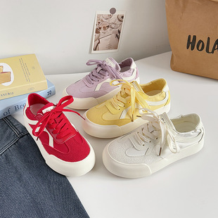 Hong Kong Style Canvas Low-top Breathable White Shoes Women's Round-toe Flat Shoes 2025 Summer Casual Shoes 6659