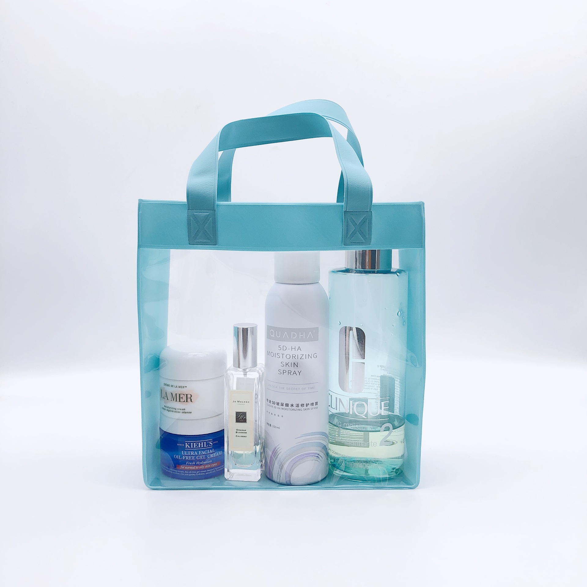 时尚简约拼接EVA手提袋百搭大容量化妆收纳袋可做防水PVC袋透明袋