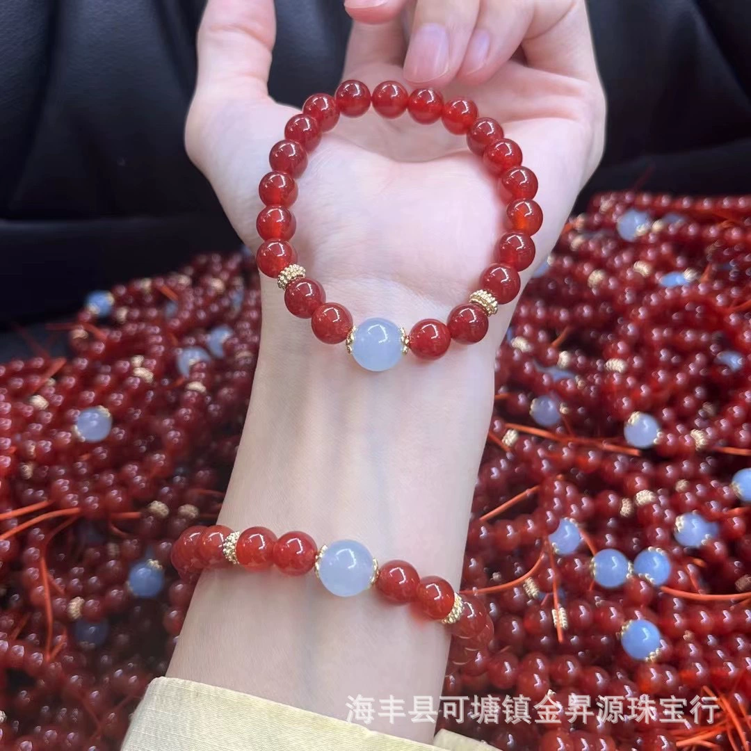 Натуральный красный агат браслет южно-красный браслет