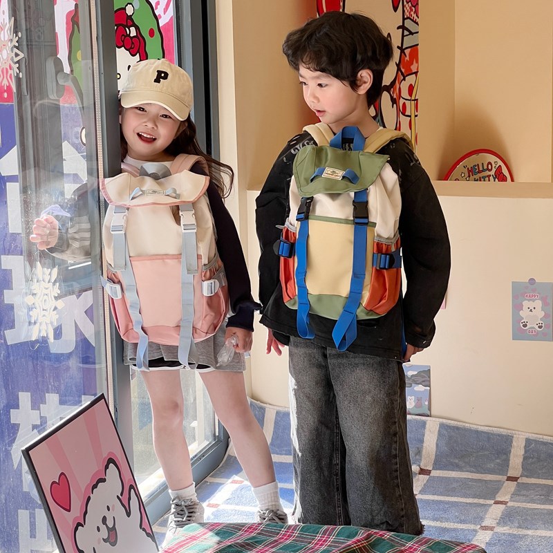 Mochila coreana de moda para niños y niñas, estilo occidental, mochila escolar de escuela primaria de gran capacidad, mochila para niños con cordón de moda nueva