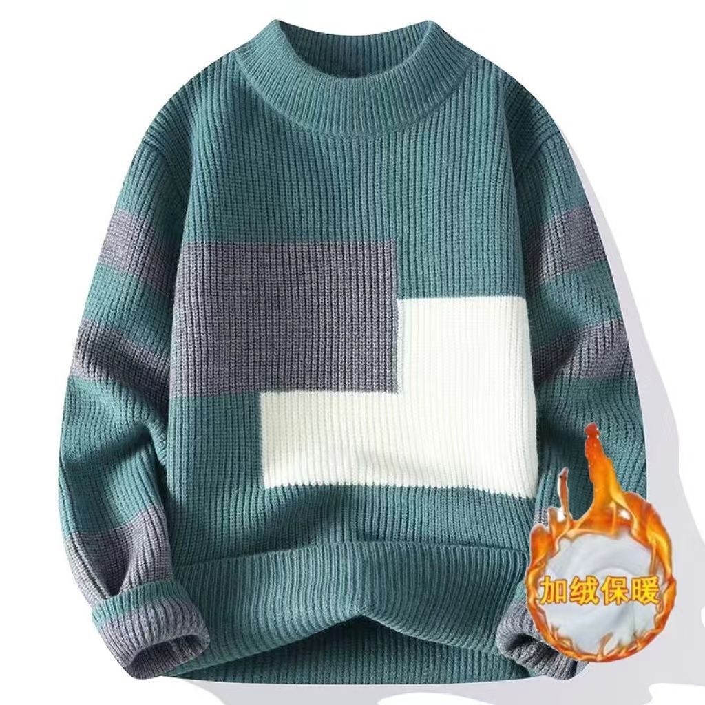 秋冬季长袖圆领毛衣男士韩版修身青少年学生帅气男装针织衫上衣潮