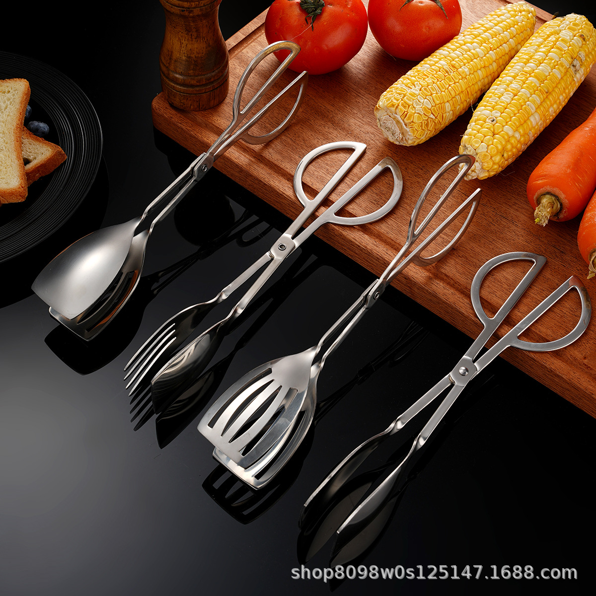 [hot-selling Model] 201 Stainless Steel Food Tongs Thickeneded Barbecue Tongs Food Vegetable Tongs Bread Steak Barbecue Tongs