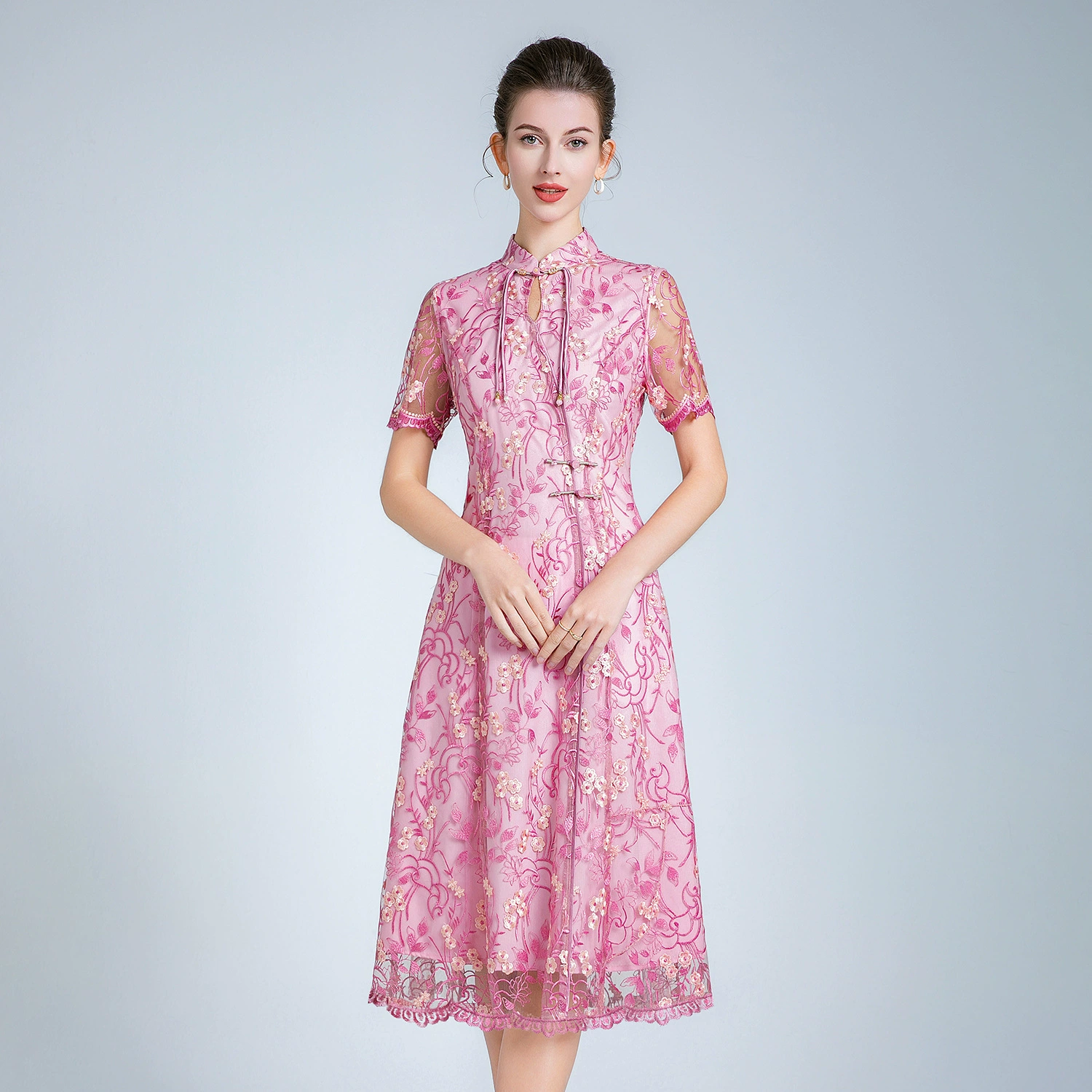 Шэньчжэнь бренд летнее платье с короткими рукавами для пожилых мам платье для вечеринки