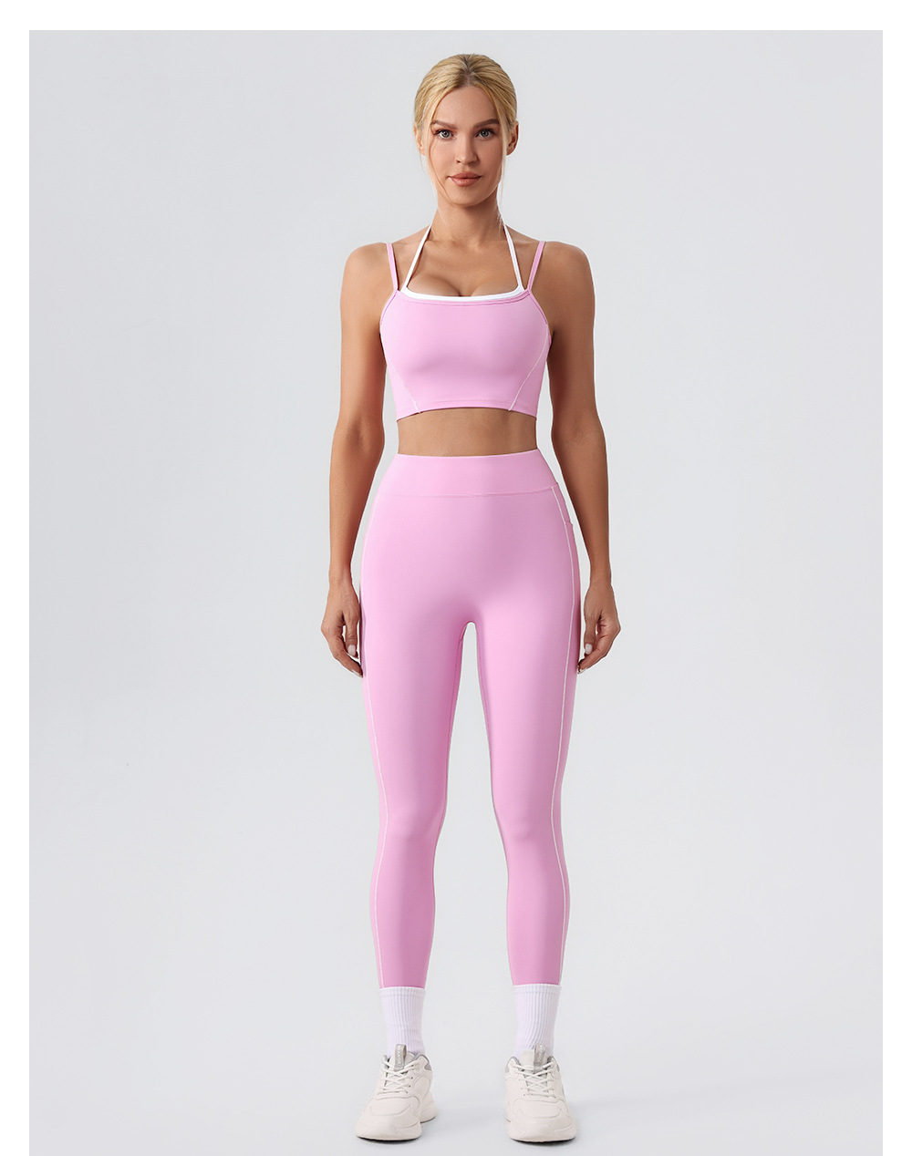2025 nuevo cross-border cintura alta caderas abdominal sensación de desnudez bolsillo pantalones deportivos de fitness para correr