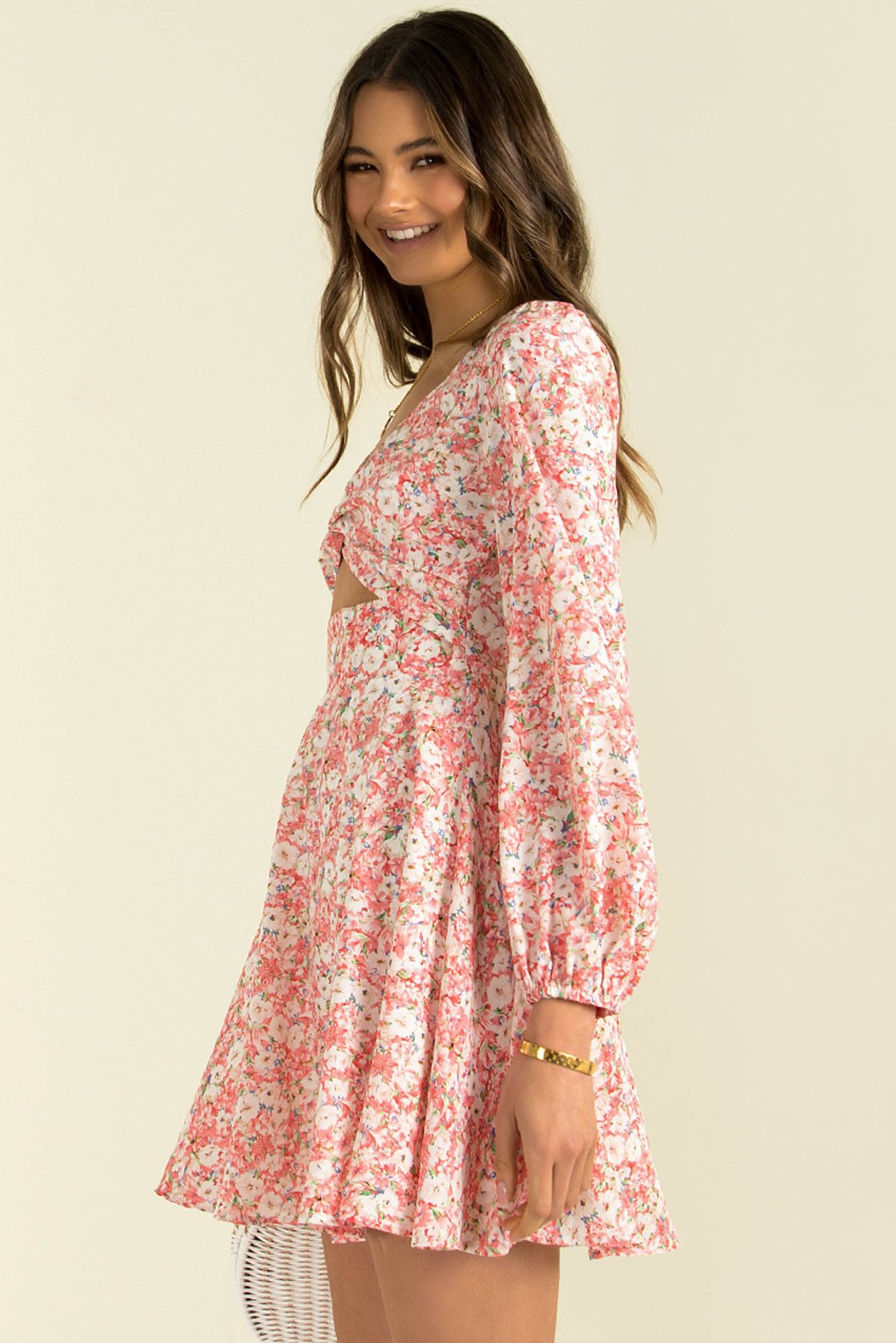 floral digital printing V-neck long-sleeved dress nihaostyles clothing wholesale NSMDF81657
