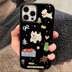 Cartoon House Small White Dog Suitable for 14 Pro Max Apple iPhone Case iPhone 15 Niche 13 Cute 12 Soft Case