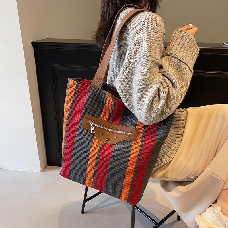 Nuevo bolso de alta gama para mujer bolso de gran capacidad bolso de hombro a rayas de todo fósforo de moda bolso de viaje de moda coreana