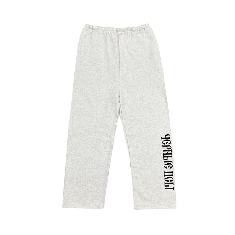 Yeezy X Gosha Collaboration Russian Slogan Black Dog Thin Fleece Sweatpants High Street Loose Casual Pants Yeezy X Gosha Collaboration Russian Slogan Black Dog Thin Fleece Sweatpants High Street Loose Casual Pants