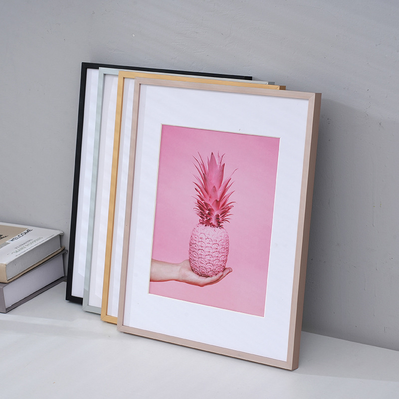 Thin Edge Brushed Aluminum Alloy Photo Frame Puzzle Frame 16inch 24inch Large Picture Frame Wall Hanging Elevator Poster Mounting Outer Frame