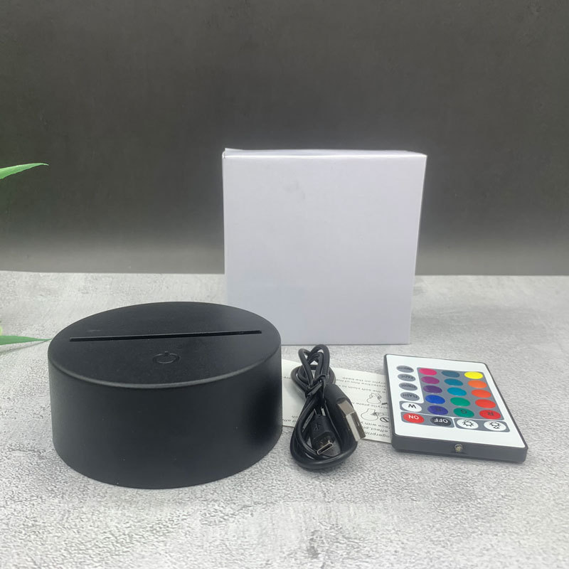 工厂直供新款LED礼品灯触摸变色3D小夜灯亚克力灯底座裂纹遥控