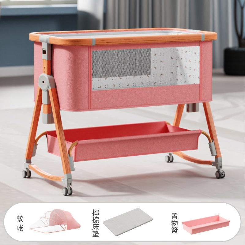 Recién nacido costura gran cama madera grano bebé cuna cama móvil portátil BB cama multifuncional bebé cuna
