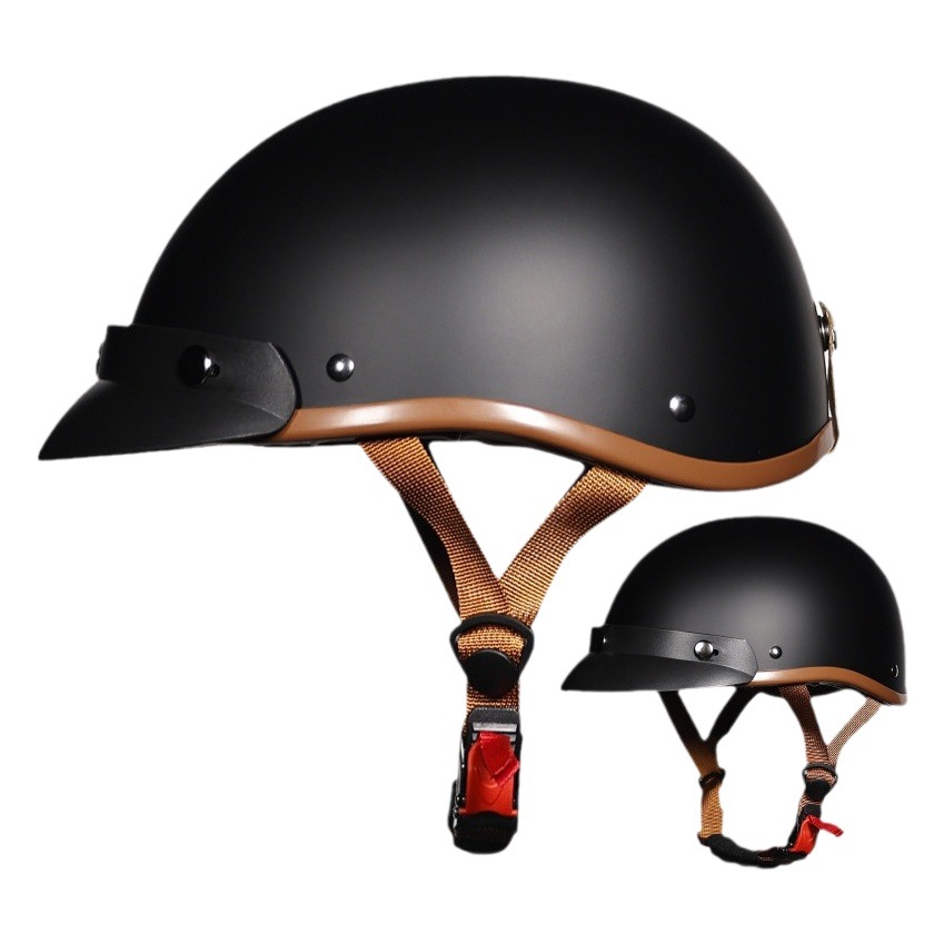 Casco de motocicleta, gorra de motocicleta retro, medio casco, casco de seguridad para vehículos eléctricos para hombres y mujeres, casco con visera, para todas las estaciones