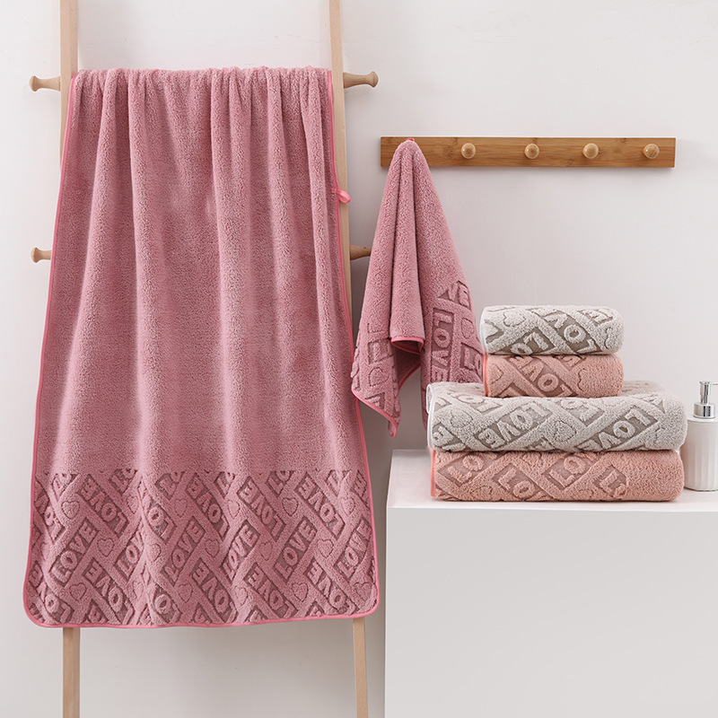 New Love Jacquard Coral Fleece Printed Towel and Bath Towel Set, Absorbent, Quick-Dry, Cross-Border Gift, Internet Celebrity New Love Jacquard Coral Fleece Printed Towel and Bath Towel Set, Absorbent, Quick-Dry, Cross-Border Gift, Internet Celebrity