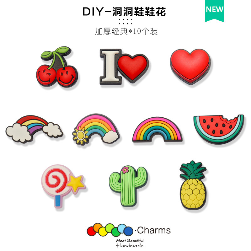 Adaptable Cave Shoes Accessories Shoe Flower Zhibixing Snap Thickened Rainbow Watermelon DIY Advanced Sense Accessories Decorative Buckle Adaptable Cave Shoes Accessories Shoe Flower Zhibixing Snap Thickened Rainbow Watermelon DIY Advanced Sense Accessories Decorative Buckle