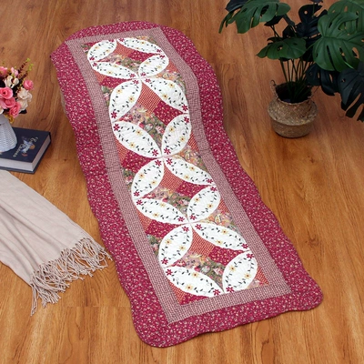 Wholesale] Korean Cotton Bedside Mat, Avtomobil döşəmə paspasları - red-edge-cross-flower-bedside-mat-or-car-mat-for-rear-seat-50x135cm