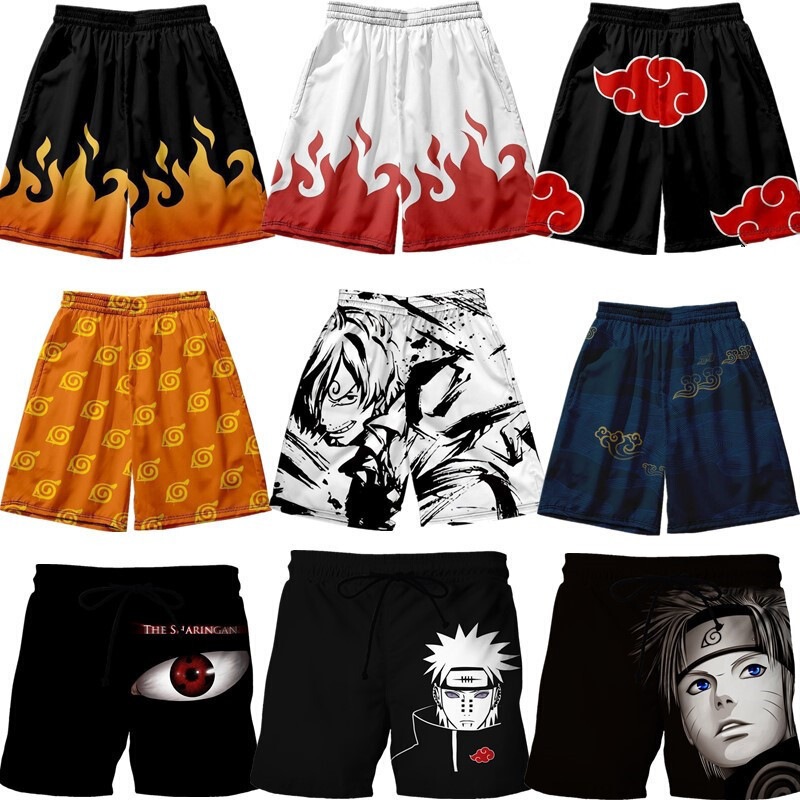 Beach Summer Surfing Men's Naruto Series 3D Digital Print Casual Vacation Shorts for Couples Beach Summer Surfing Men's Naruto Series 3D Digital Print Casual Vacation Shorts for Couples