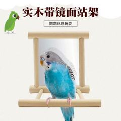 鸟镜子鹦鹉站杆鸟笼配件益智宠物玩具玄凤牡丹虎皮可挂实木站架