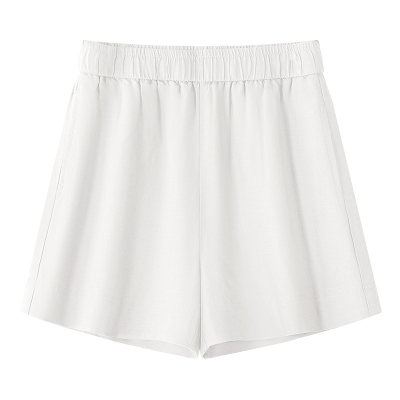 White Casual Linen Wide-Leg Shorts for Women 2025 New Summer Thin High-Waisted Loose Versatile Tencel Straight Pants