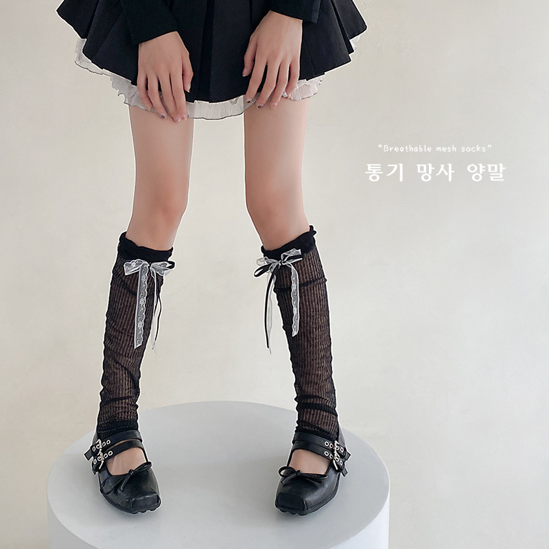 Lolita pilar pilar calcetines de pantorrilla ballet rayas de protección solar burbuja boca delgada japonesa arco de piernas de niñas