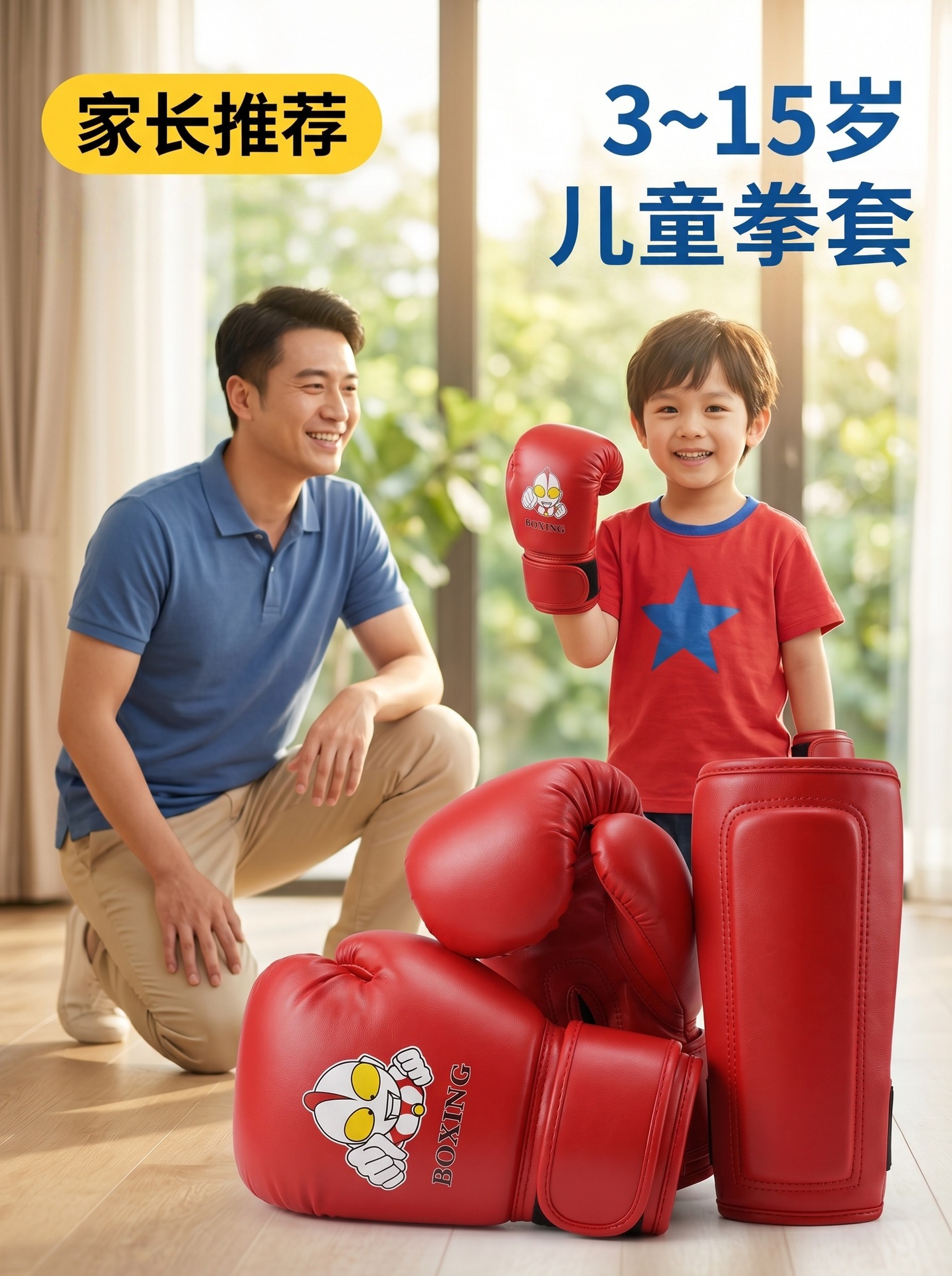 Children's Boxing Gloves, Sanda Gloves, Boys' Professional Fighting Sandbag Set, Girls' Training Equipment