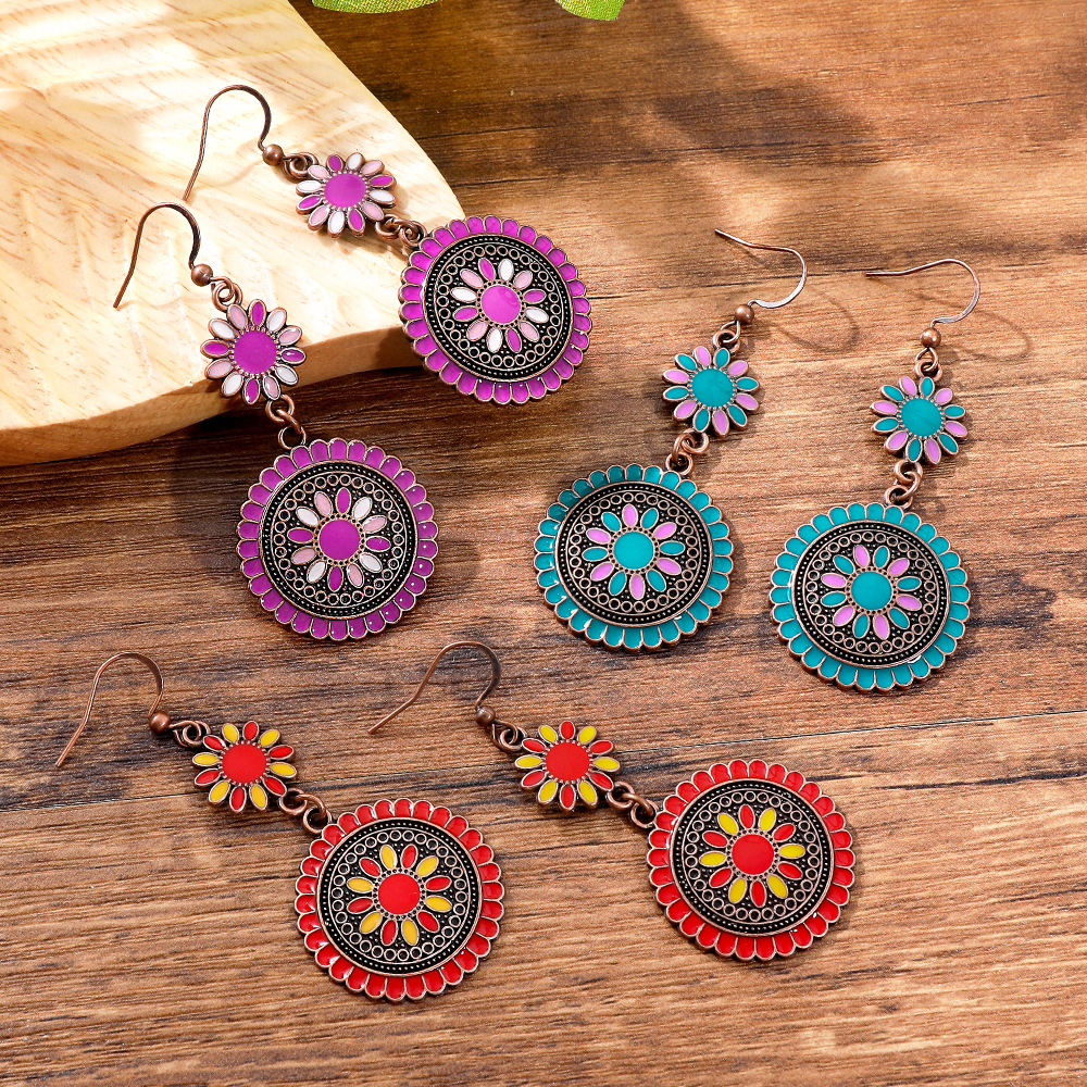 14g Weight Alloy Ear Needle Material Drop Earrings Classification 1 Pair Quantity Daily, Street Occasion Zinc alloy Material Geometric Pattern All Seasons Season Women's Gender Polished Finish Retro Style 1 Pair Retro Geometric Zinc Alloy Drop Earrings 17
