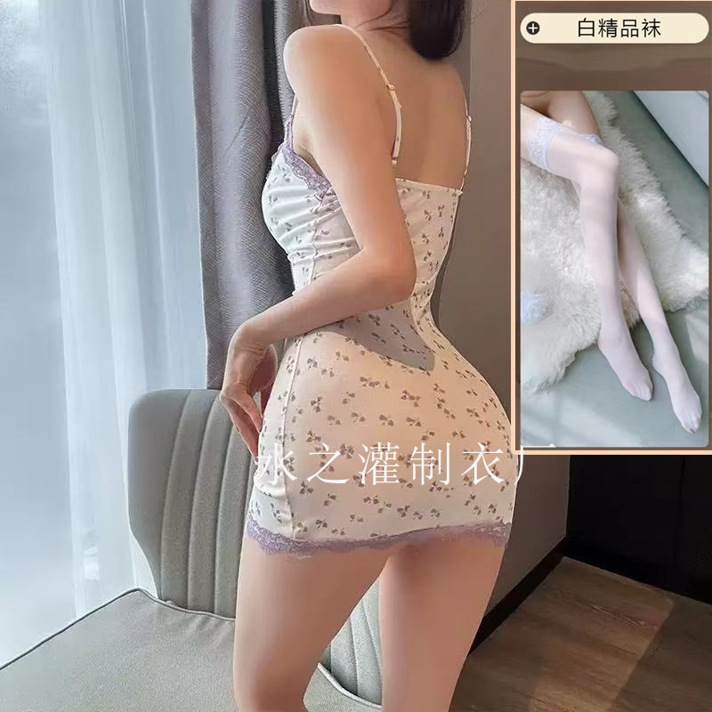 보라색 T24 꽃무늬 스커트 [T바지+화이트 실크 포함]