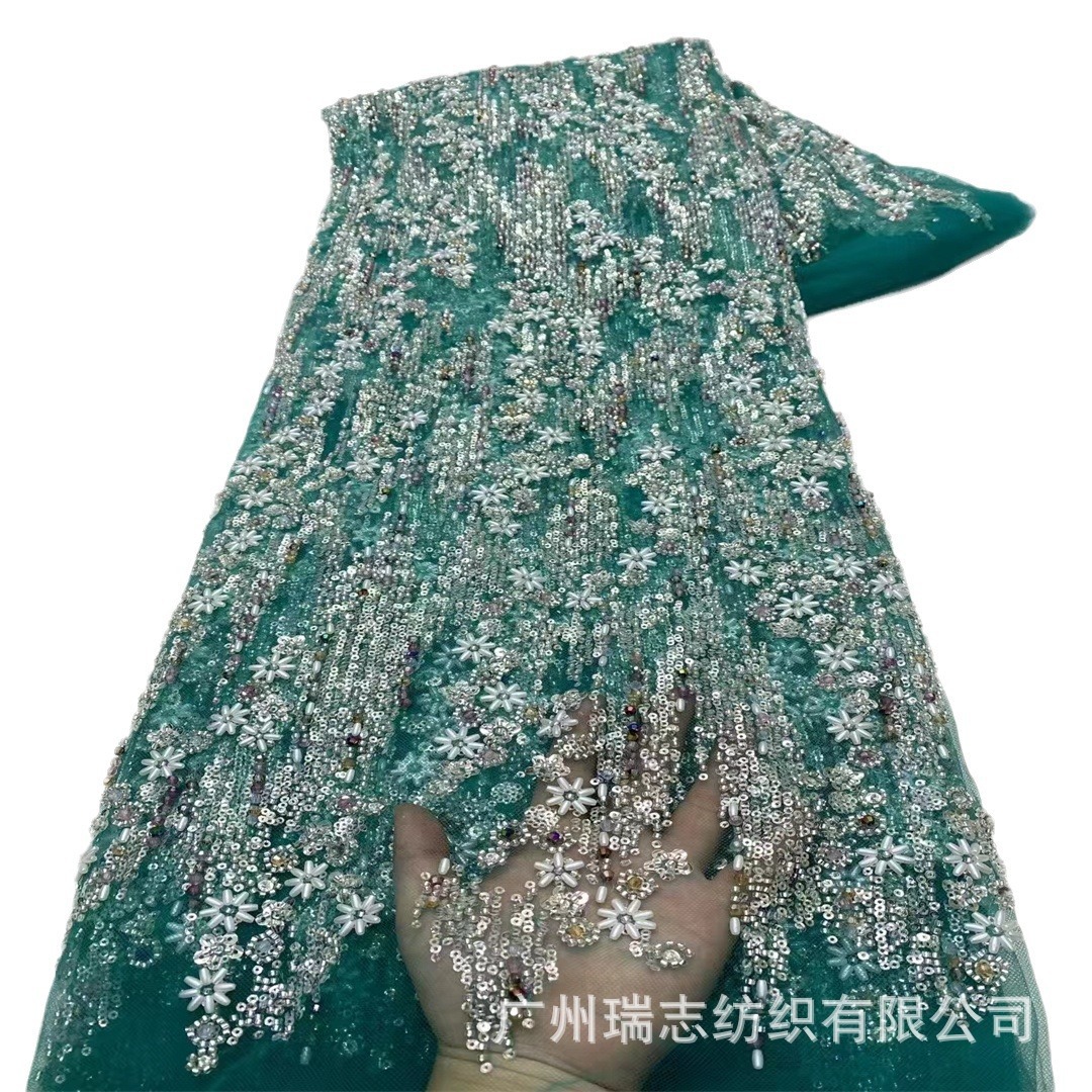 África Oriente Medio vestido de boda agujas de flor sequilla cuentas tela de encaje bridal