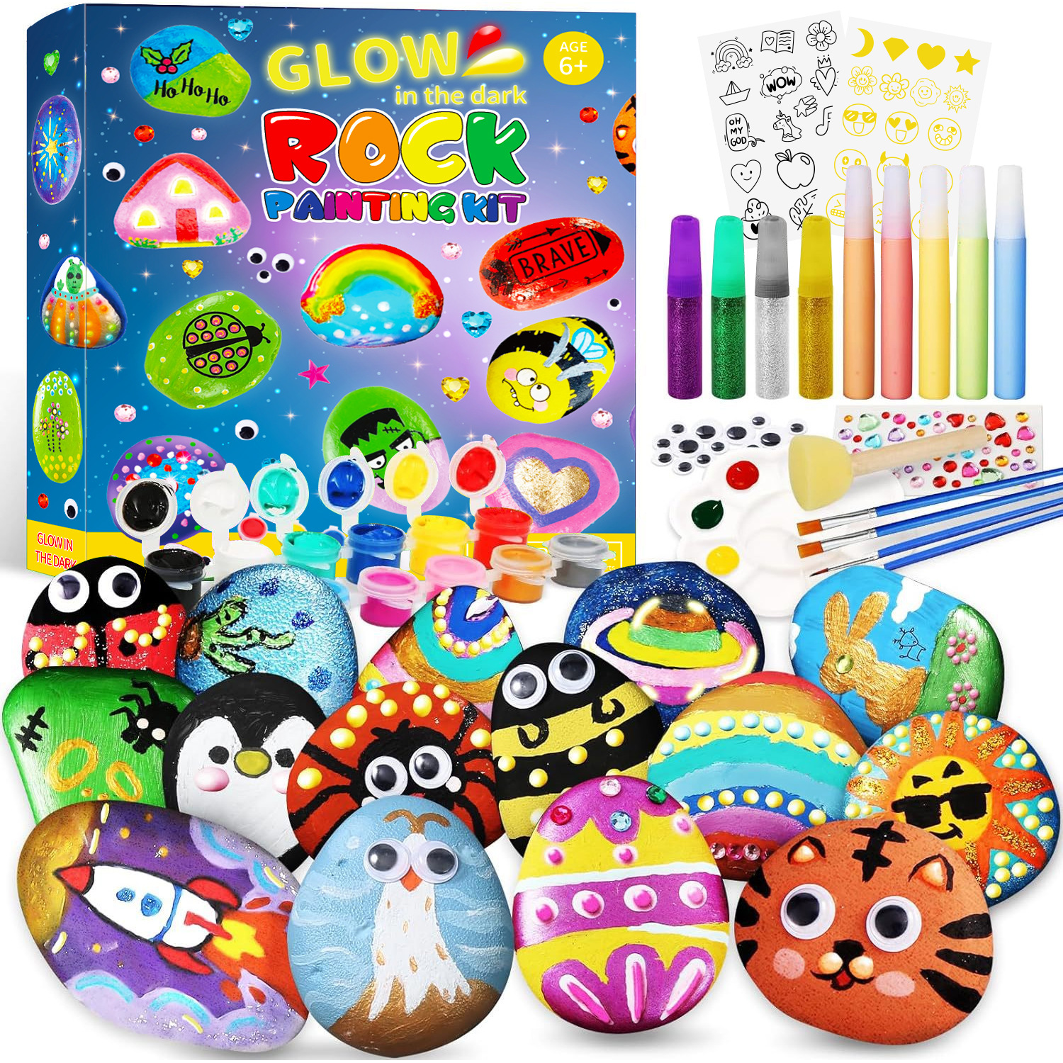Cross-border Hot Sale Hand-painted Stone suit Children's Science and Education Toys Stone Multicolor Painted suit Creative Graffiti Painted