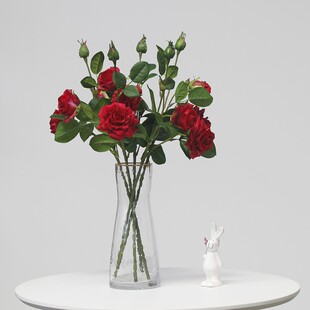 European-style simulation 3-head rose flower feel realistic glue curling moisturizing rose flower bouquet