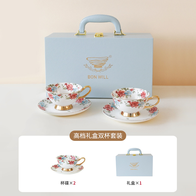 Will English Exquisito té de la tarde, taza de café, platillo, cerámica de porcelana china para el hogar, juego de lujo ultrafino y ligero, caja de regalo de alta gama