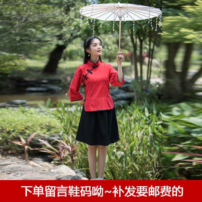 民国学生服女子五四青年服復古民国風学生服中山服合唱舞台公演班服|undefined