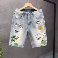 High Street American Ретро мойка дыры джинсовые шорты мужские свободные прямые чернила hiphop повседневные пятибалочные брюки
