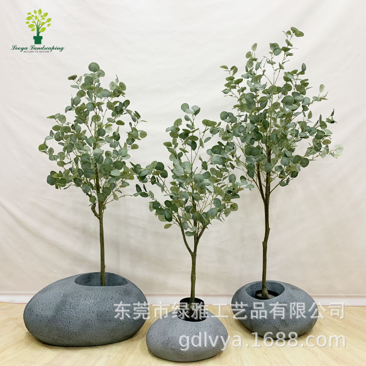Simulation eucalyptus money tree home large floor green plant pot decoration foreign trade export artificial fake plant