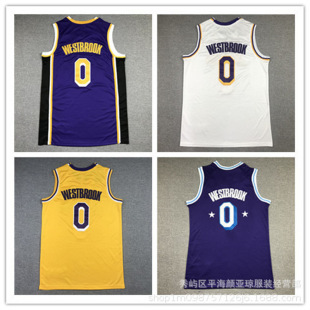 Embroidered basketball jersey Lakers No. 0 Wei Shao basketball jersey wholesale Lakers Jersey