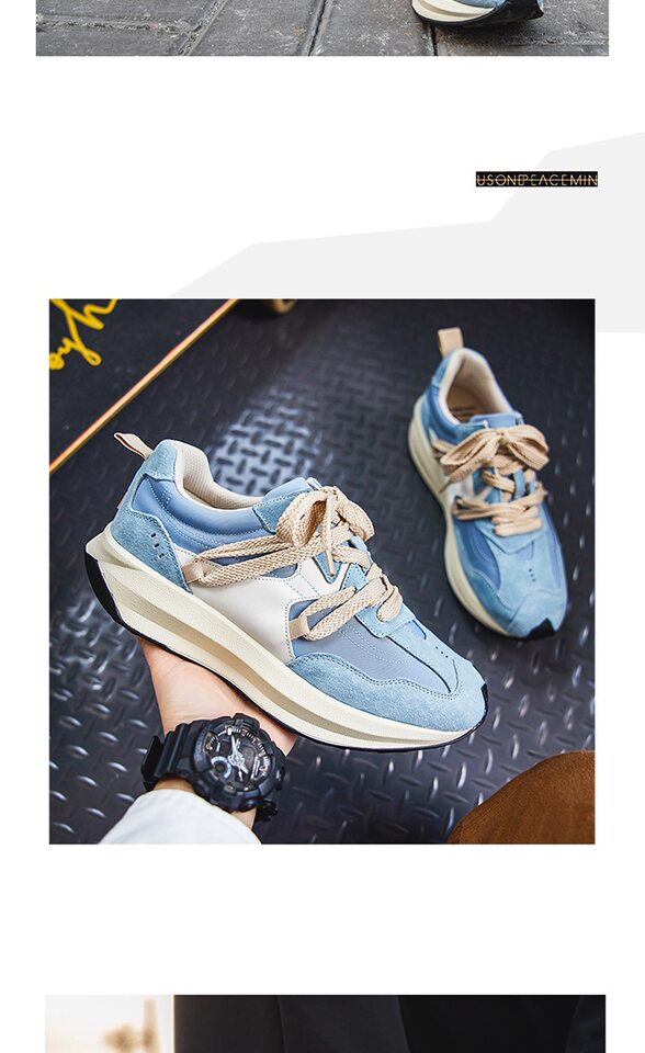 Giày sneaker nam phối màu , nhẹ thoáng khí, đế bệt — màu xanh, màu xám chi tiết 18