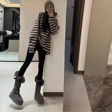 灰色雪地靴女款2025新款冬季东北加厚加绒女士厚底长筒靴高筒棉鞋