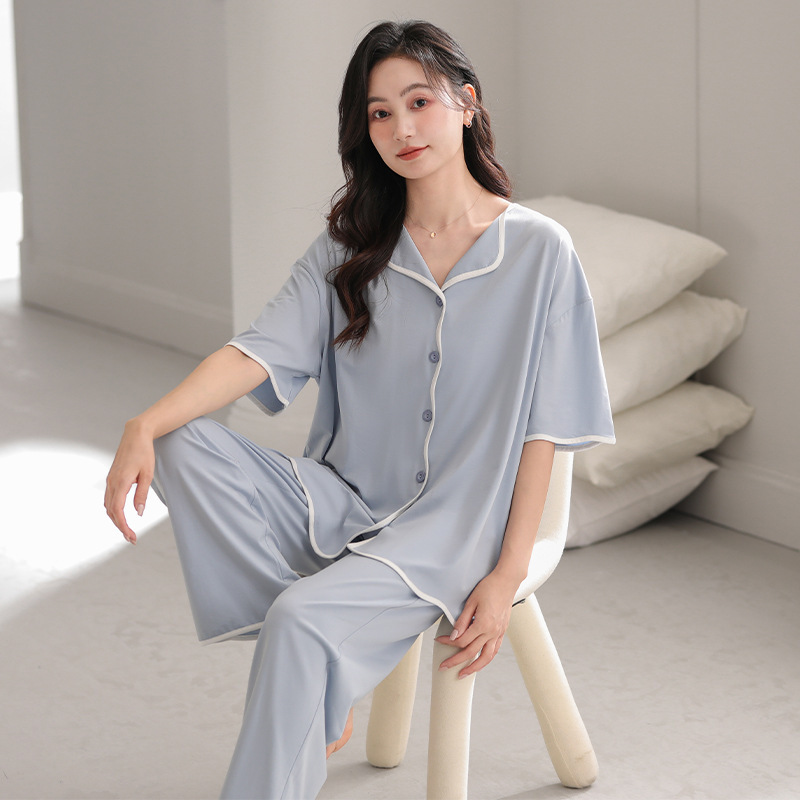 TRC Modal Cool Cardigan Pajamas Women's Summer Short-Sleeved Simple Outer-Wearing Thin Summer Women's Home Clothes