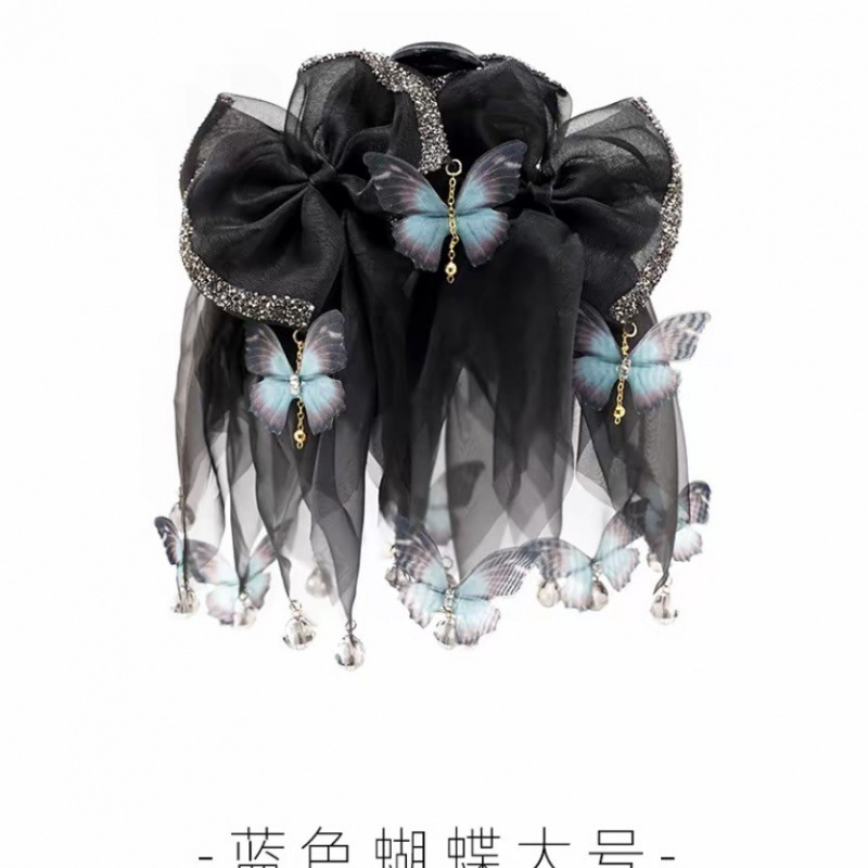 氛围感重工蝴蝶鲨鱼夹百搭优雅新中式手工发夹显发量日常气质抓夹|undefined