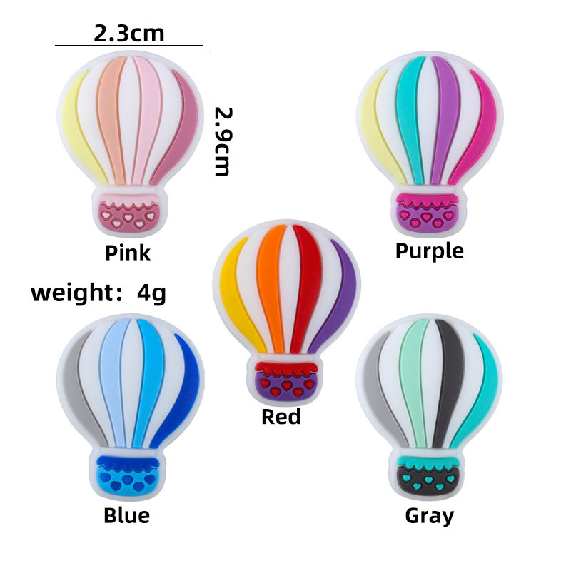 Creativo DIY bebé suministros de dibujos animados de silicona color globo de aire caliente juguete mordedor bebé molar chupete cadena Accesorios