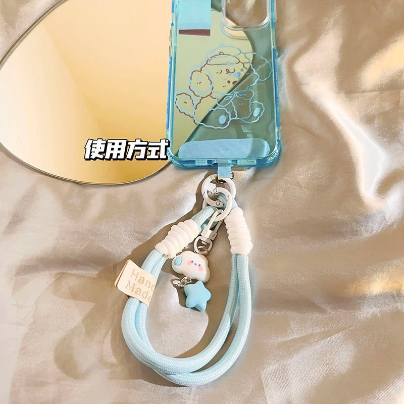 Nube silenciosa estrella teléfono móvil colgante pulsera corta colgante de cámara colgante llavero universal cuerda de mano