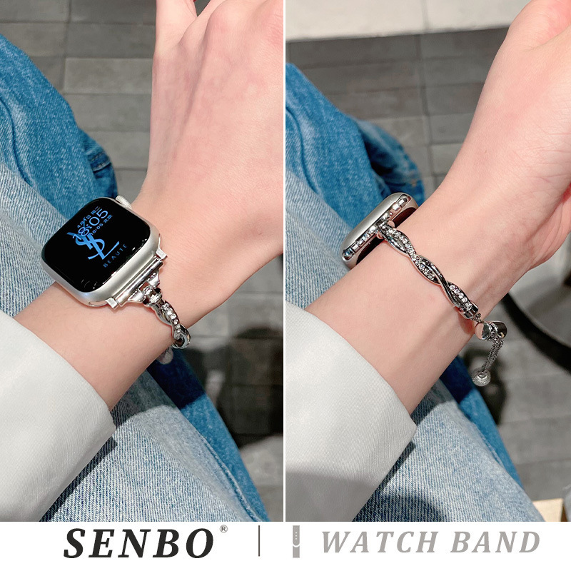 Suitable for Iwatch10 Apple Watch Strap S9 Cross Diamond Bracelet Strap Applewatch8/7/Se Female