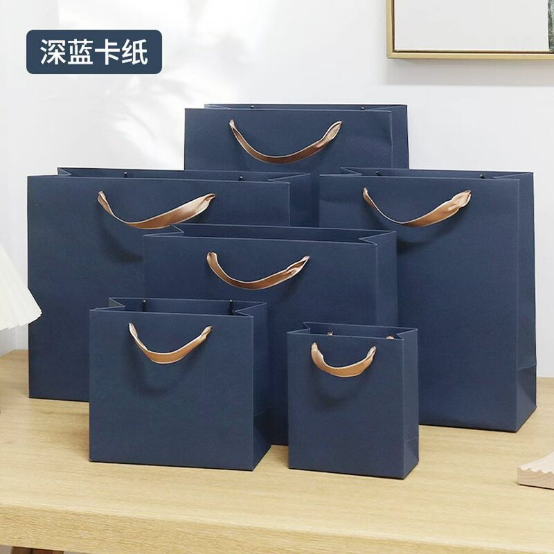 Fashion Light Luxury High-end Thickened Environmental Blue Gray Business Handbag Clothing Gift Gift Wrapping Paper Handbag